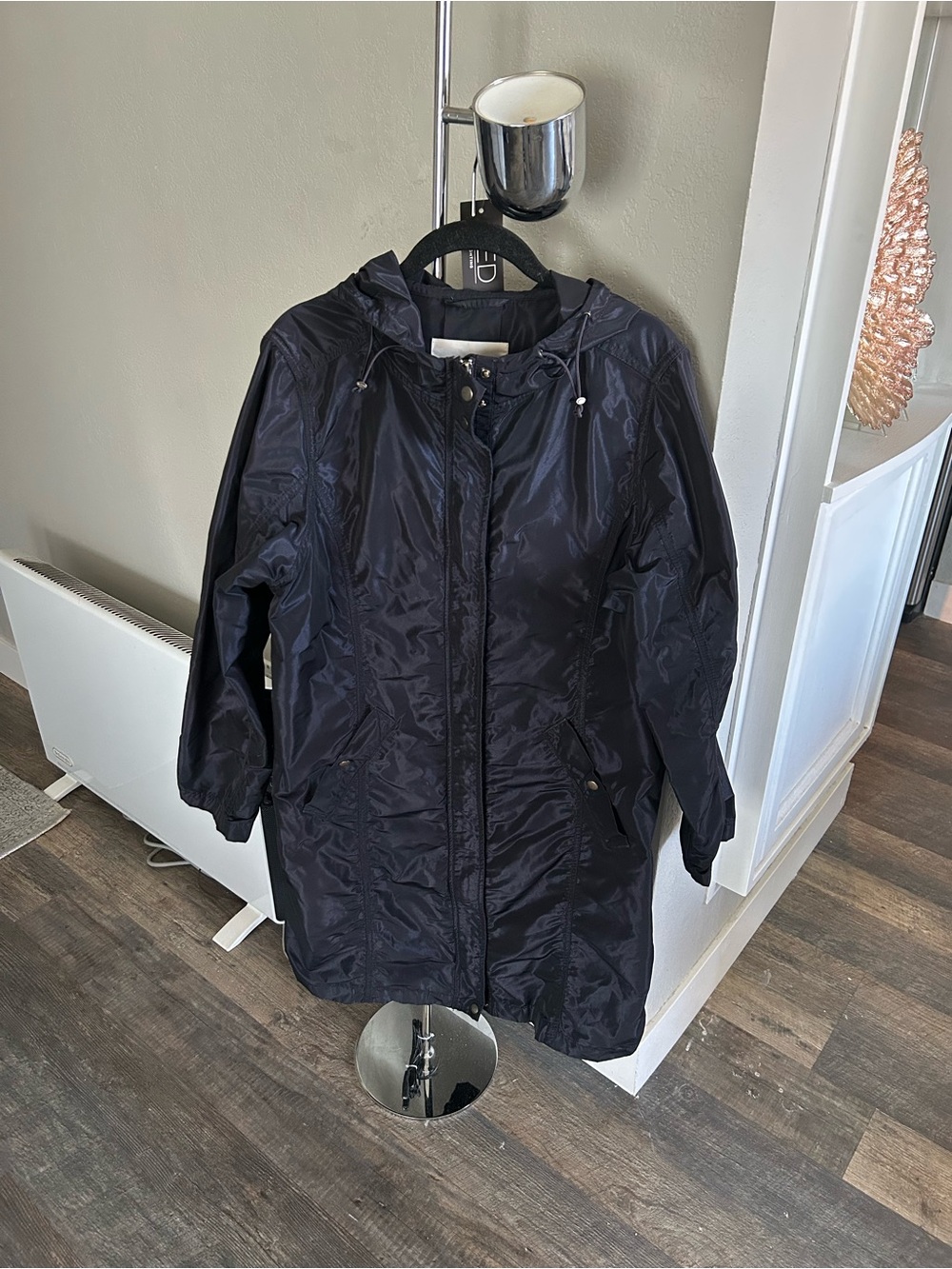 Women's Navy Hooded Rain Coat